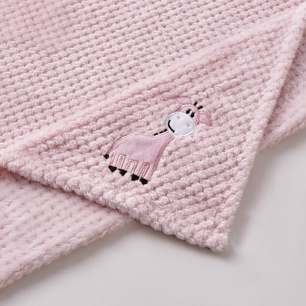 Thumbnail 2 de CREVENT 75cm x 100cm Cute Cozy Fluffy Warm Baby Blanket (Pink Baby Giraffe)