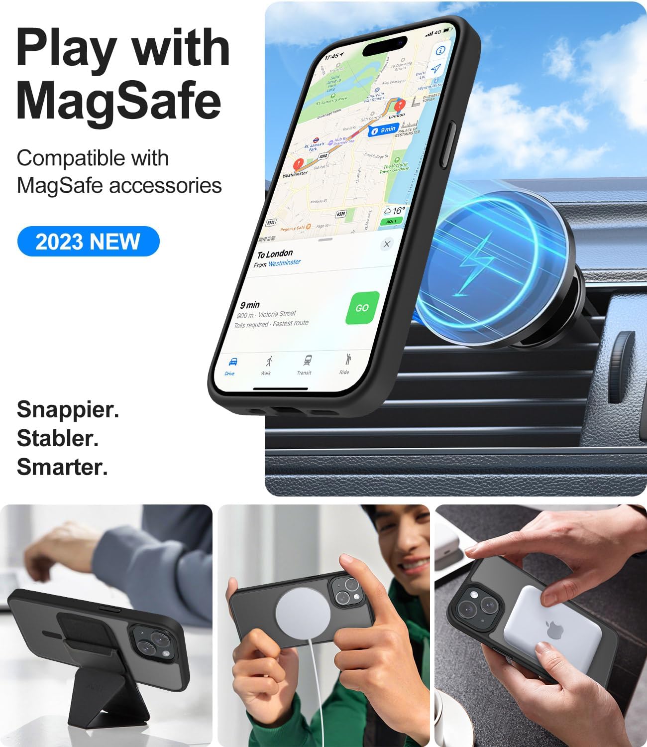 Detalle 2 de Mootobo iPhone 15 Case (4-in-1) with Strong Magnetic MagSafe + Screen & Lens Protectors, Black