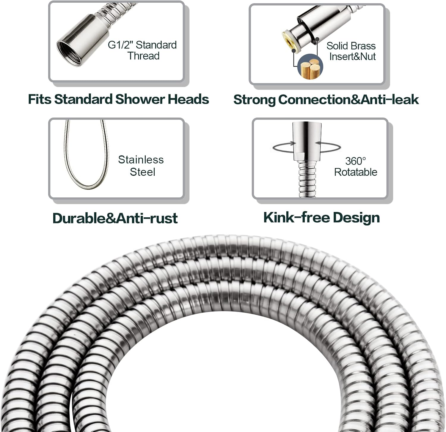 Thumbnail 6 de BRIGHT SHOWERS High Pressure Shower Head Combo, 2-Setting