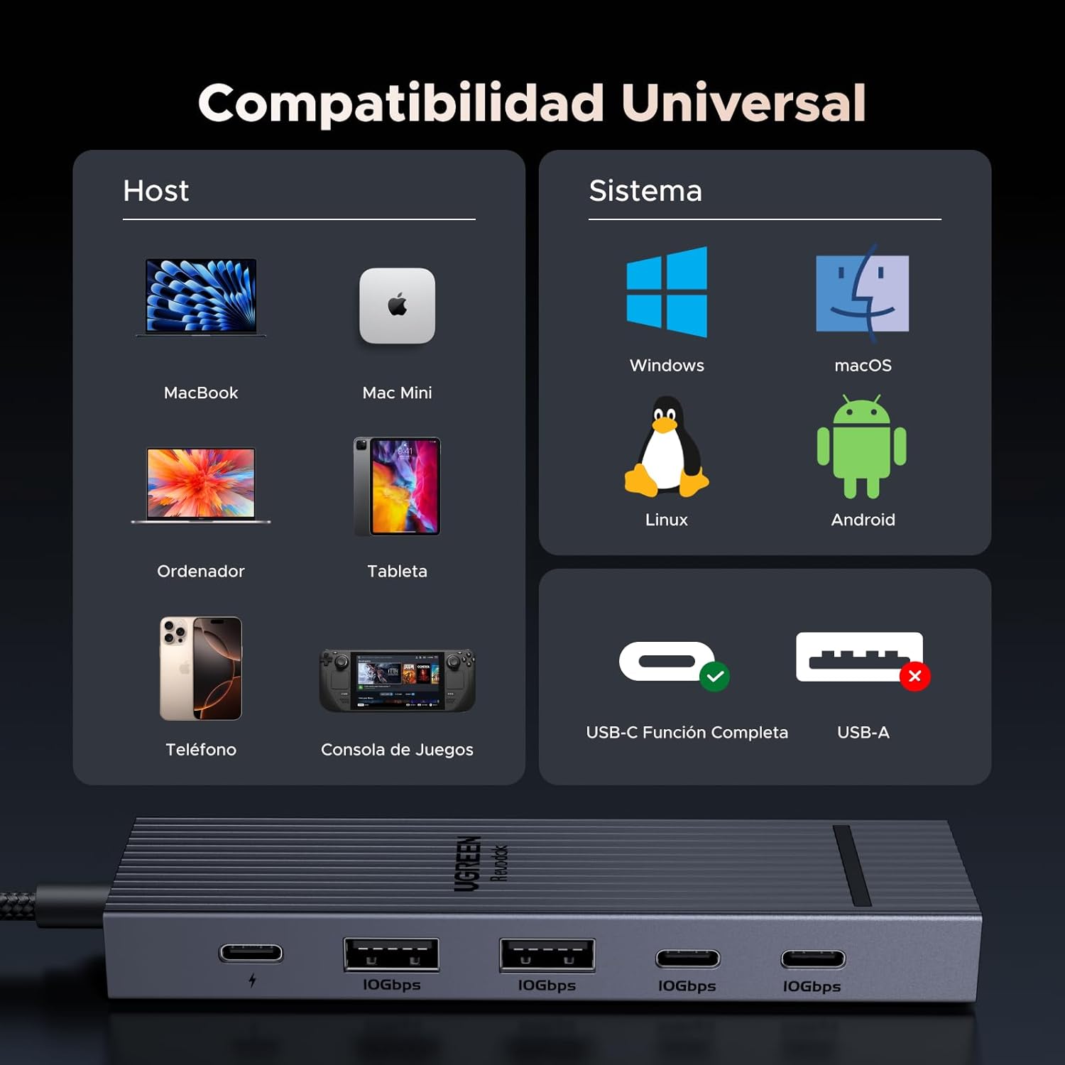 Thumbnail 5 de UGREEN Revodok Pro 106 Hub 10Gbps 4K