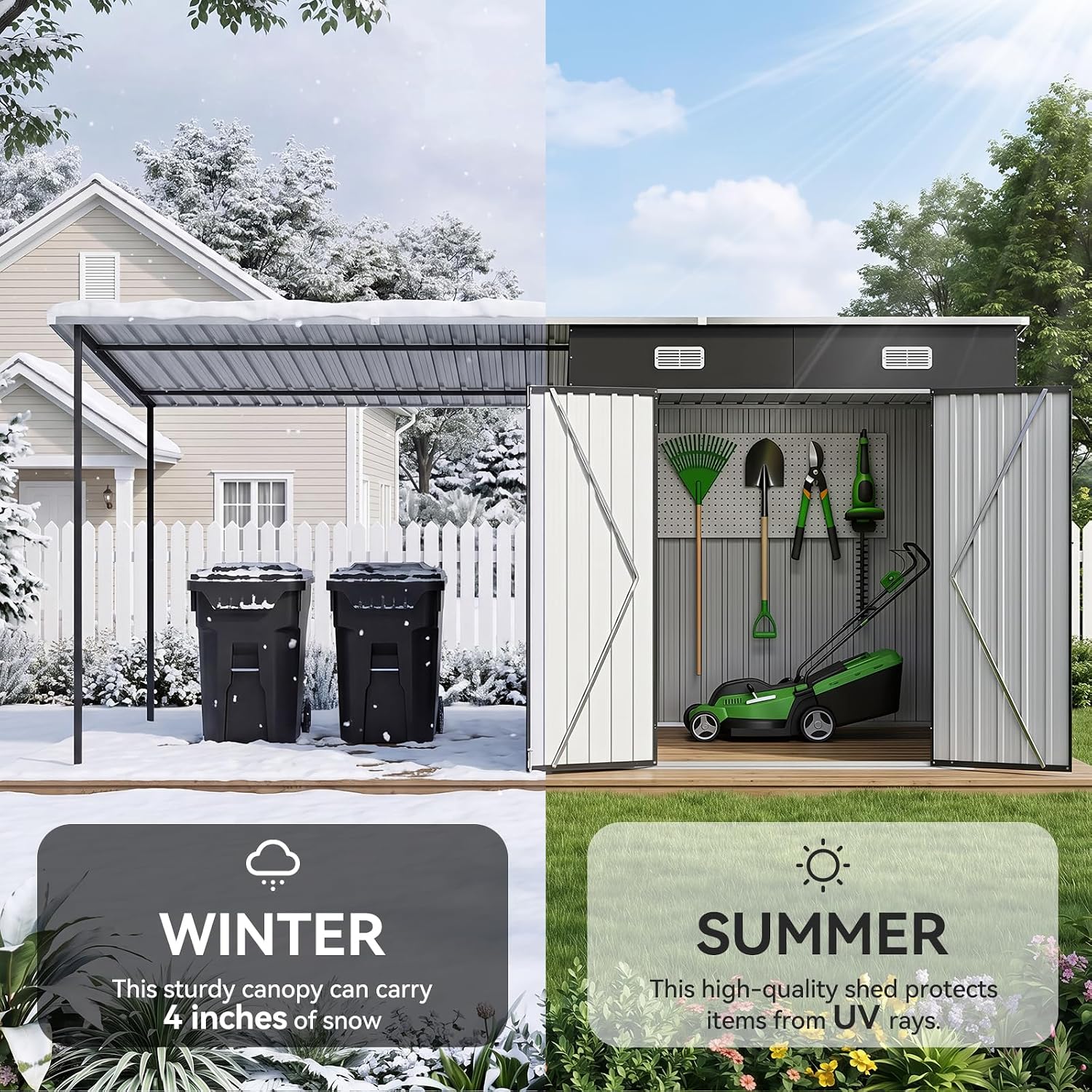 Thumbnail 4 de Aoxun Outdoor Storage Shed Combo in Galvanized Steel