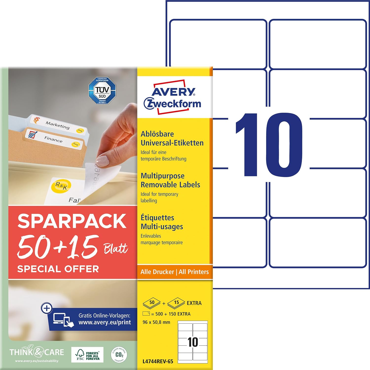 Thumbnail 4 de AVERY Zweckform 6601 Universal Etiketten 260 Stück