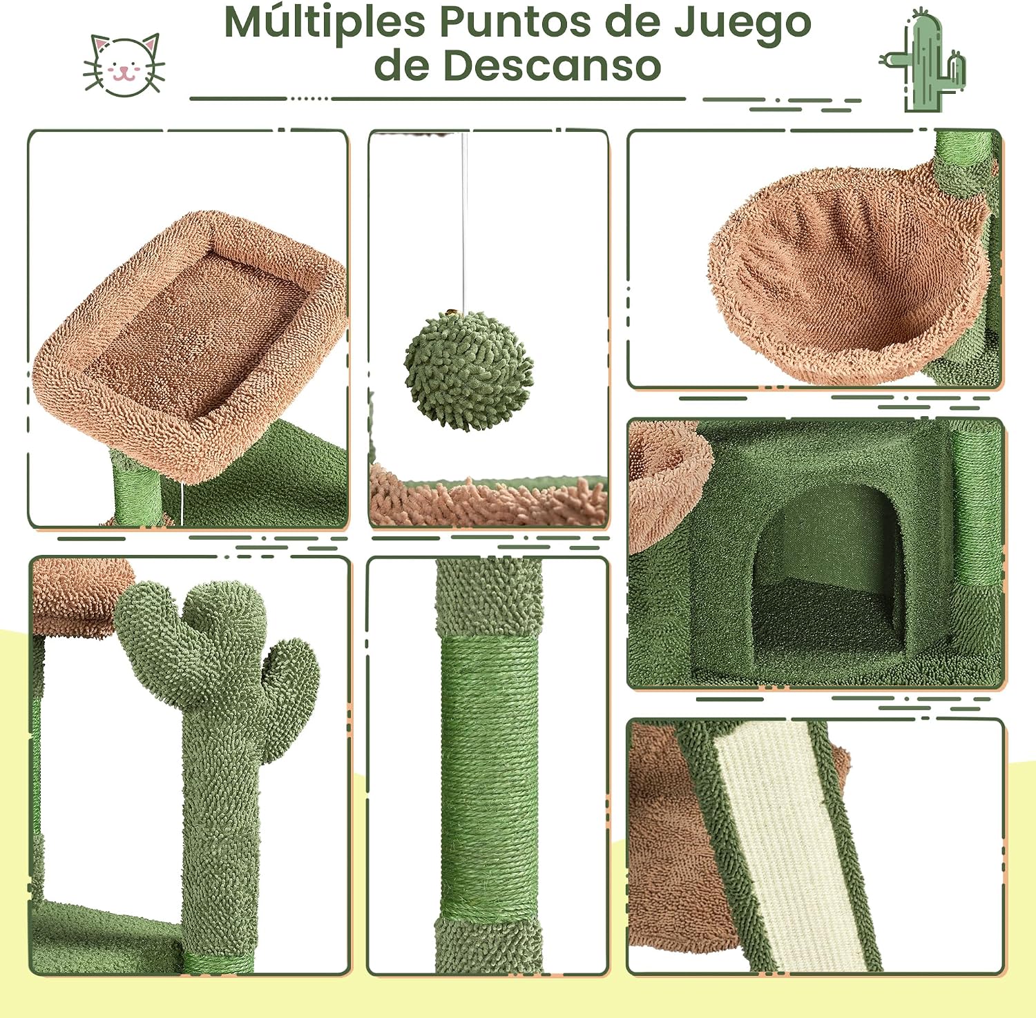 Thumbnail 5 de Yaheetech Árbol Rascador Cactus 106,5 cm 🌵