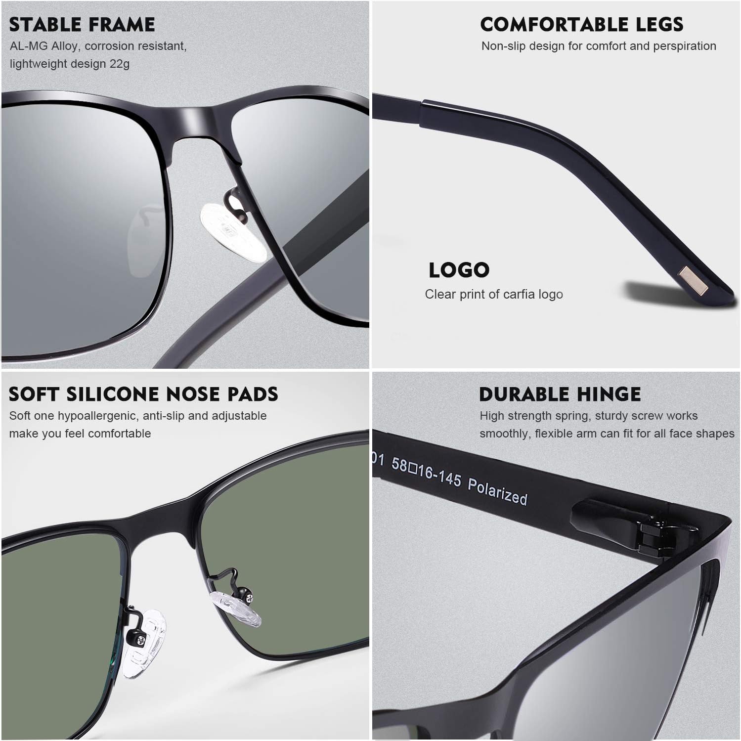 Detalle 1 de CARFIA Polarisierte Herren-Sonnenbrille UV 400