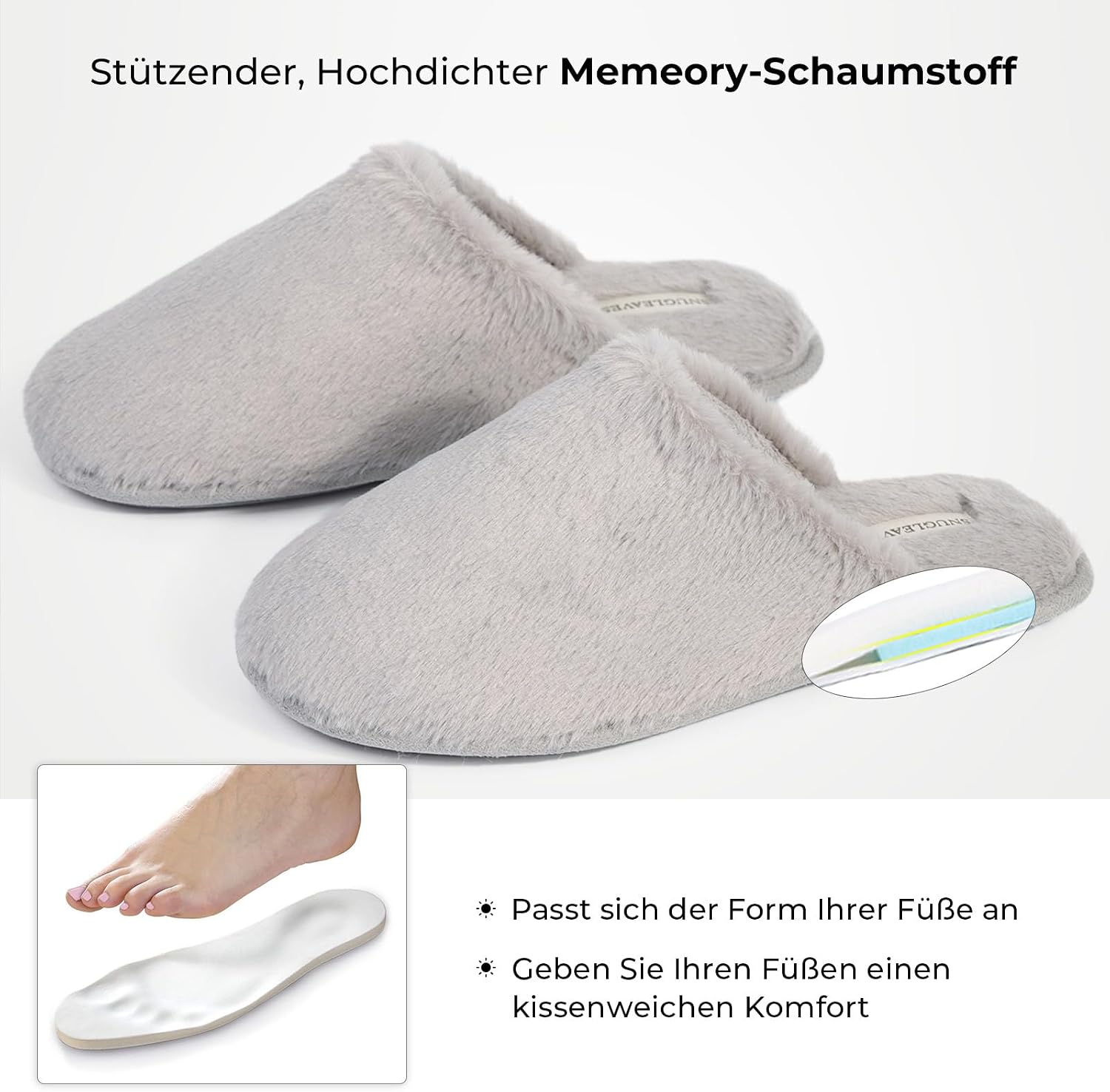 Thumbnail 5 de Snug Leaves Damen Flauschige Hausschuhe mit Memory Foam