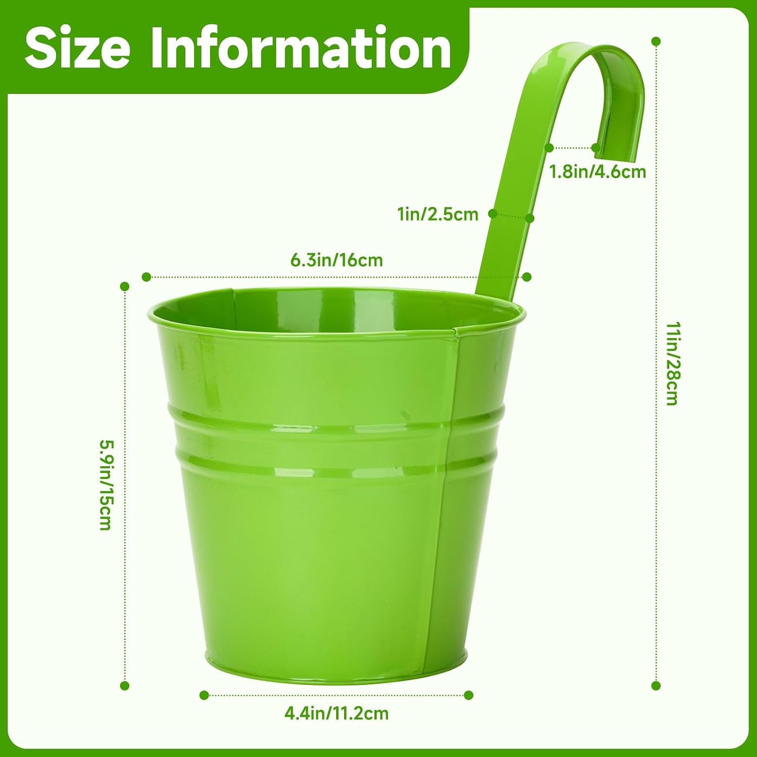 Thumbnail 1 de KINGLAKE 16cm Metal Hanging Plant Pots with Detachable Hook – 10 Pack