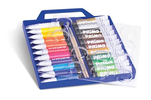 Detalle de PRIMO Valigetta Colori per Bambini +3 Anni con Tempere: 22 Tubetti da 12 ml + 2 Pennelli e Tavolozza Incluso