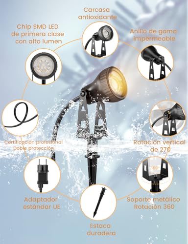Detalle 2 de ZOTOYI Focos LED de Jardín IP68 4-en-1: iluminación exterior ajustable y de bajo consumo