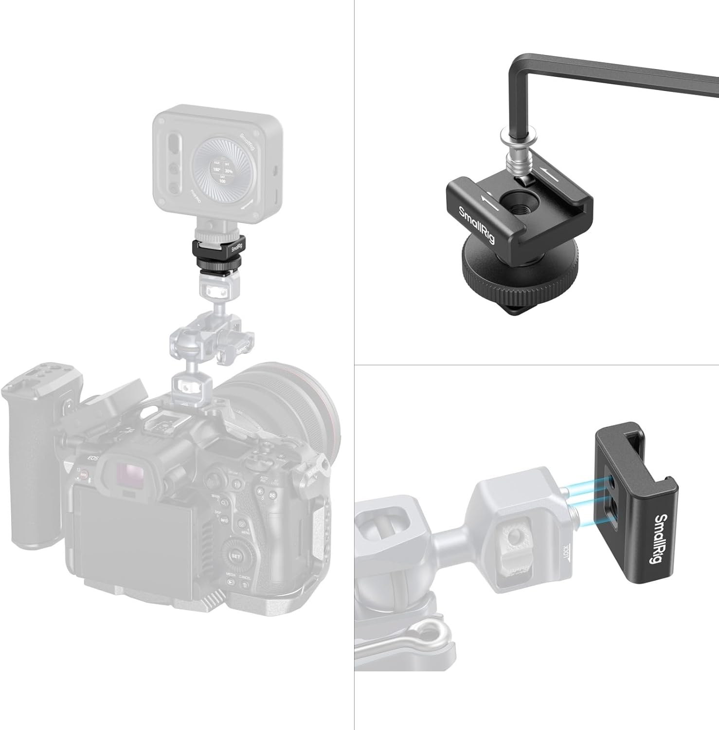 Thumbnail 6 de SMALLRIG 4822 kallskoadapter för trådlös mikrofon, aluminium, 1/4"-20