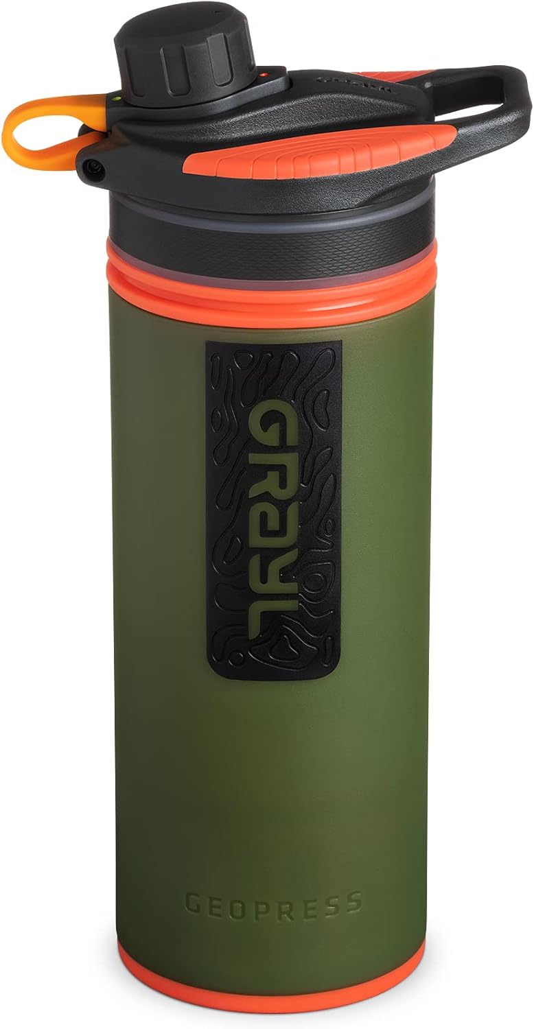 GRAYL GeoPress 710 ml Outdoor-Wasserfilter (Oasis Green) – Trinkwasser auf Knopfdruck für Camping & Reisen