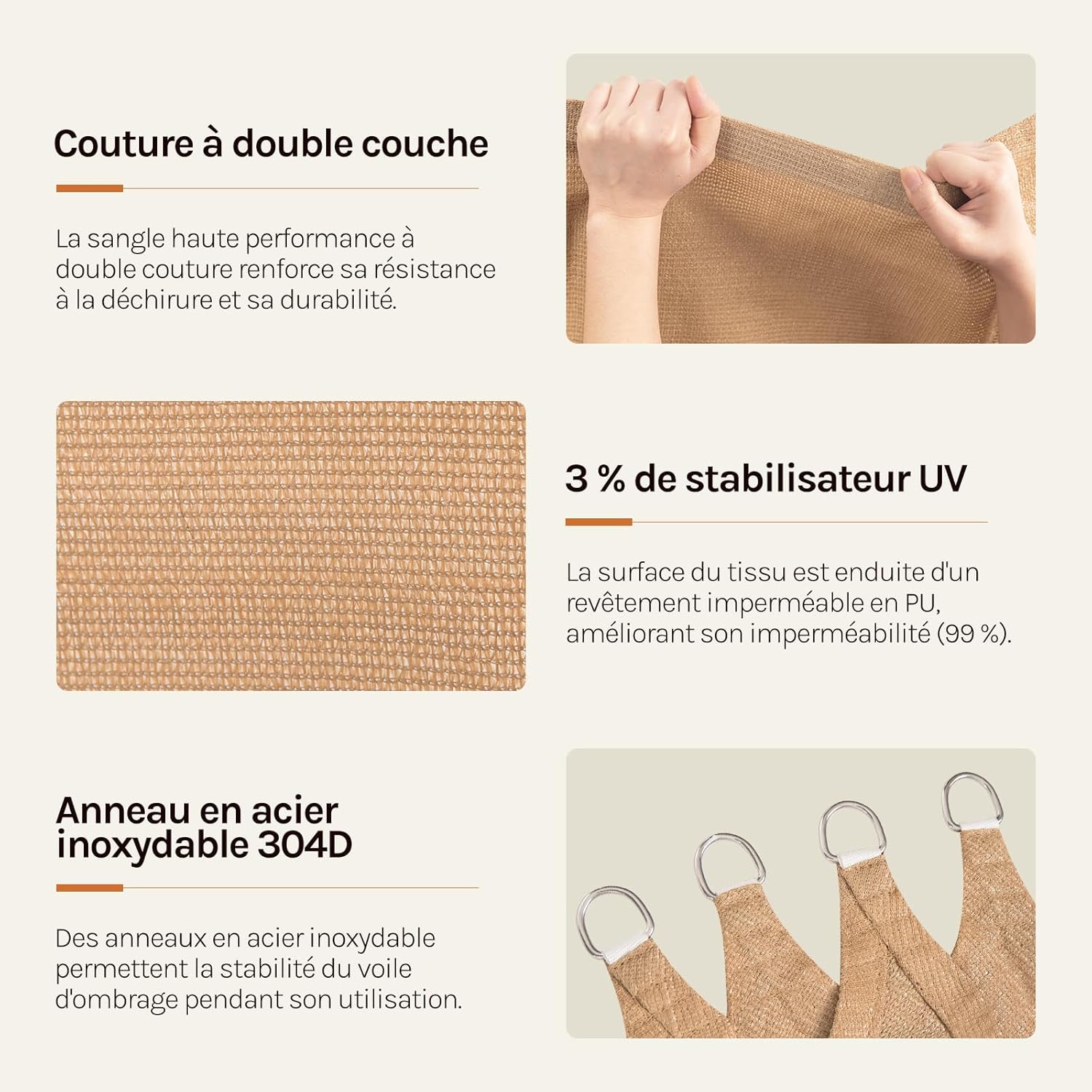 Thumbnail 2 de WOLTU Voile d’ombrage rectangulaire 2x4 m HDPE respirante – protection solaire anti-UV 85%