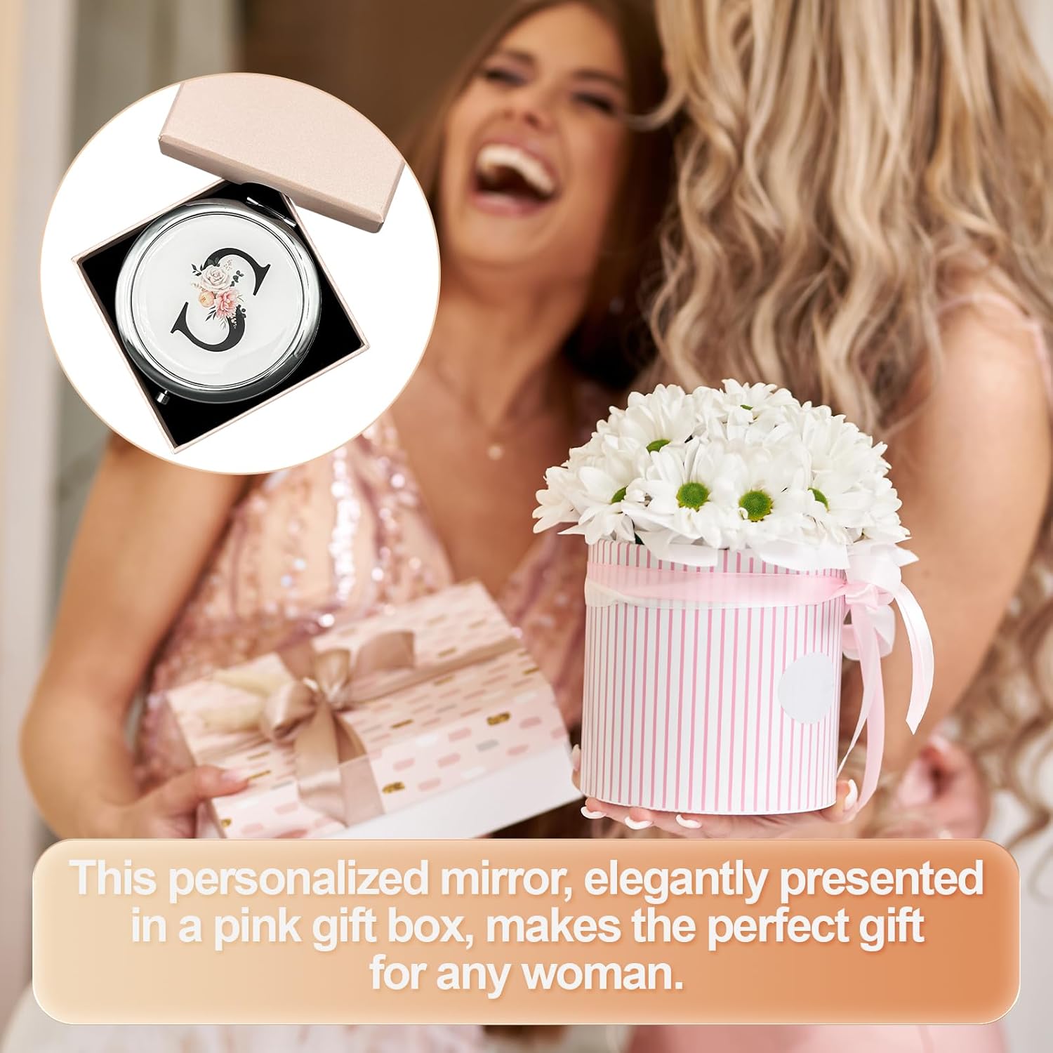 Thumbnail 5 de JEKUGOT Compact Mirror: Alphabet-Themed Dual-Sided Pocket Mirror