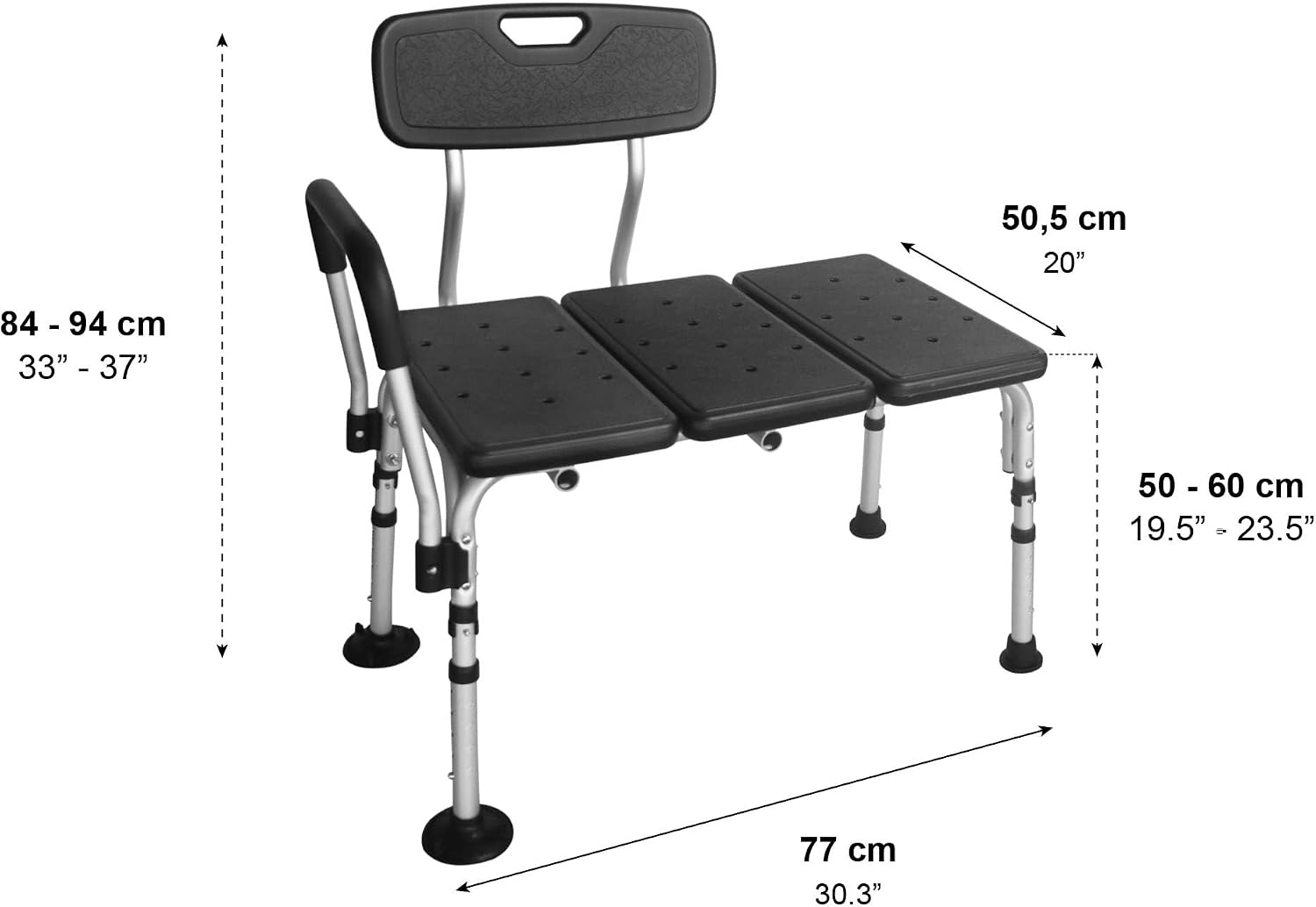 Detalle 2 de PEPE Mobility Banc de Transfert Baignoire Transfer Bath Bench, Adjustable with Suction Cups