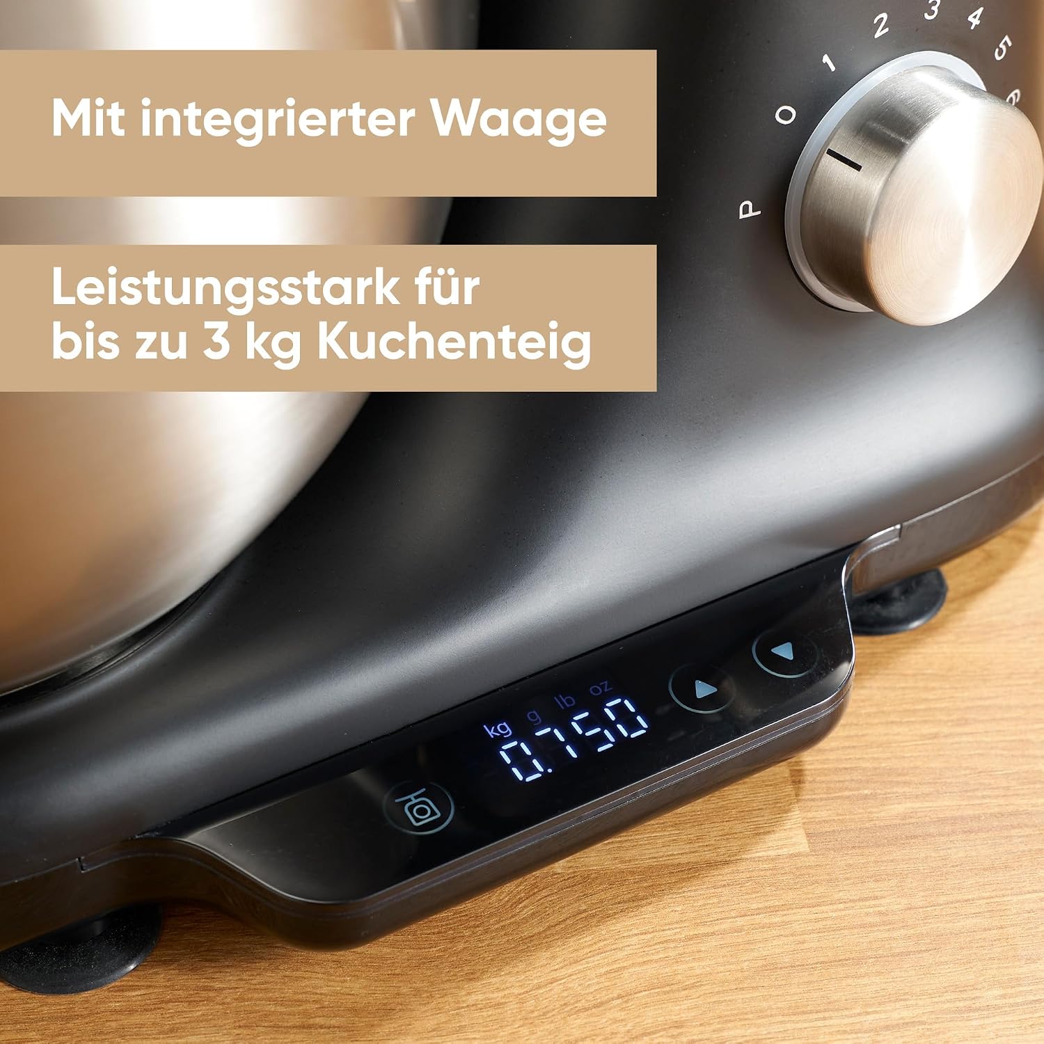 Detalle de SEVERIN Küchenmaschine KM 3898 mit Waage – Große Knetmaschine für Teig und vielseitiges Rührzubehör