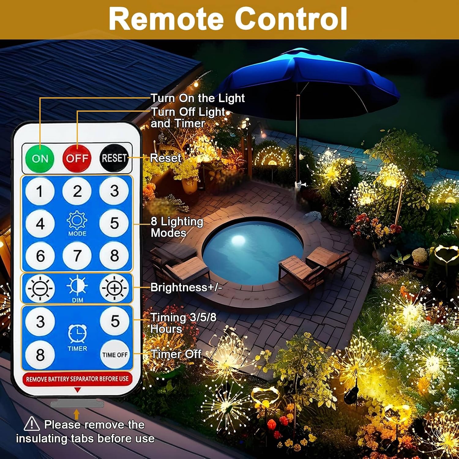Detalle de yowin Firework Solar Lights 480 LED