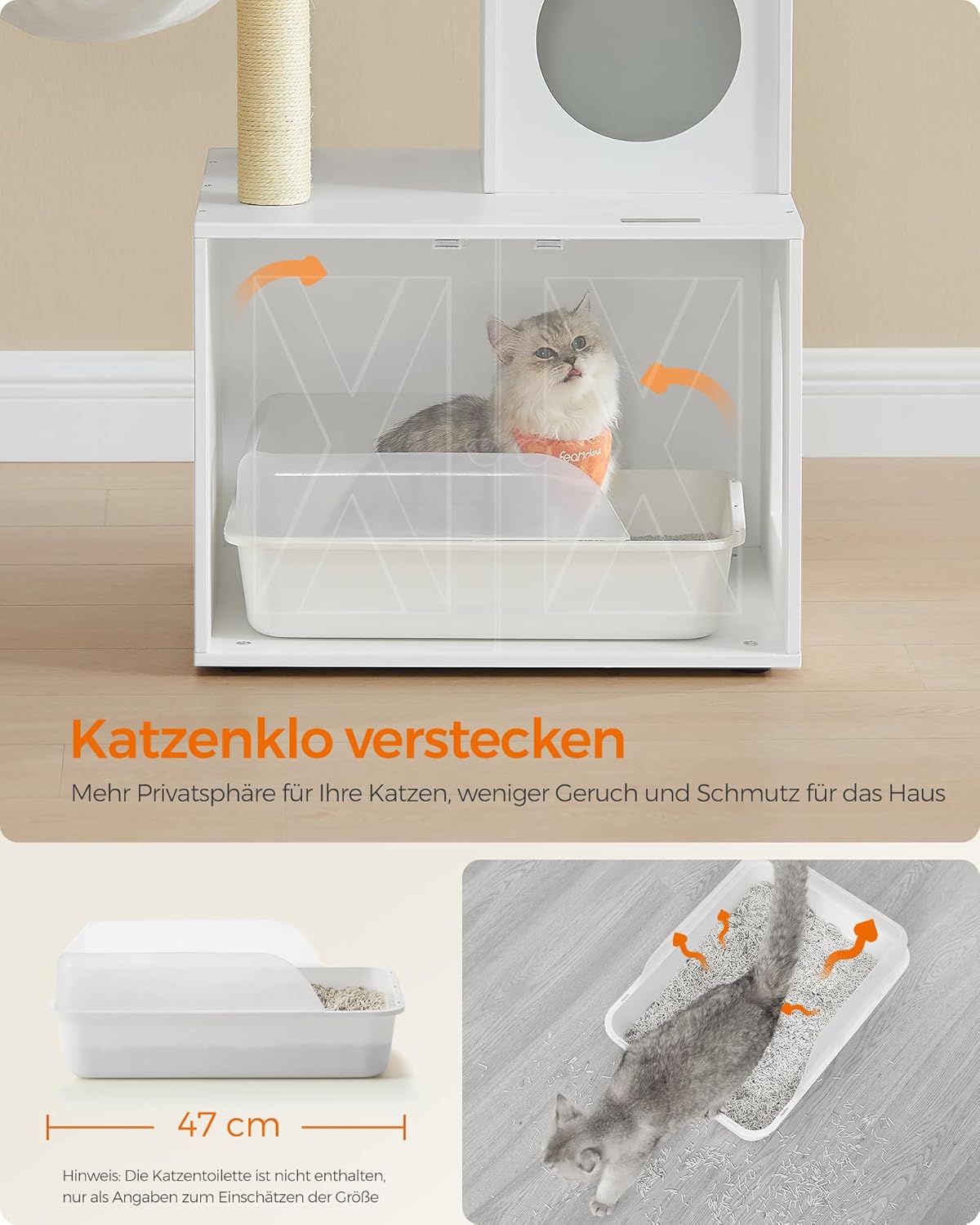 Thumbnail 3 de Feandrea Kratzbaum mit Katzenklo-Schrank 150 cm