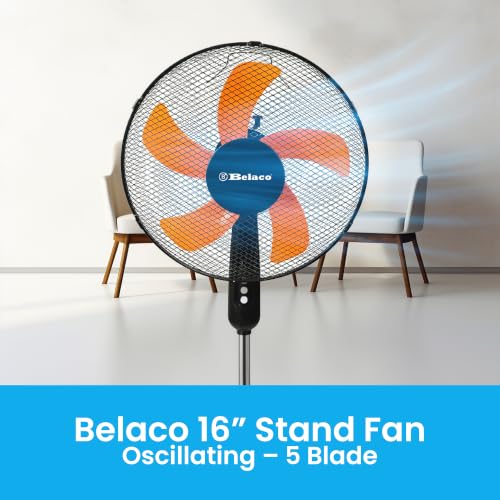 Thumbnail 8 de Belaco 16" Pedestal Fan BSF-40R1 — Oscillating, Height-Adjustable, Orange