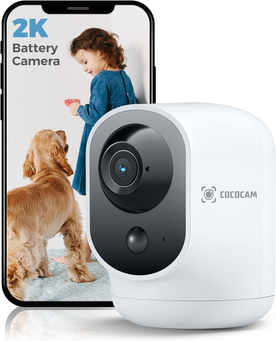 Detalle de COCOCAM 2K Indoor Pan‑Tilt Security Camera 5200mAh