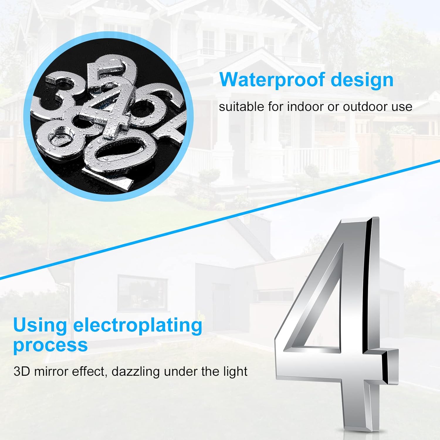 Thumbnail 5 de Vicloon 3-Inch 3D Waterproof Door Numbers with Self-Adhesive Backing