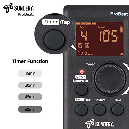 Detalle de Sondery ProBeat Digital Metronome: Rechargeable Vocal Counting for Piano, Guitar, Drum