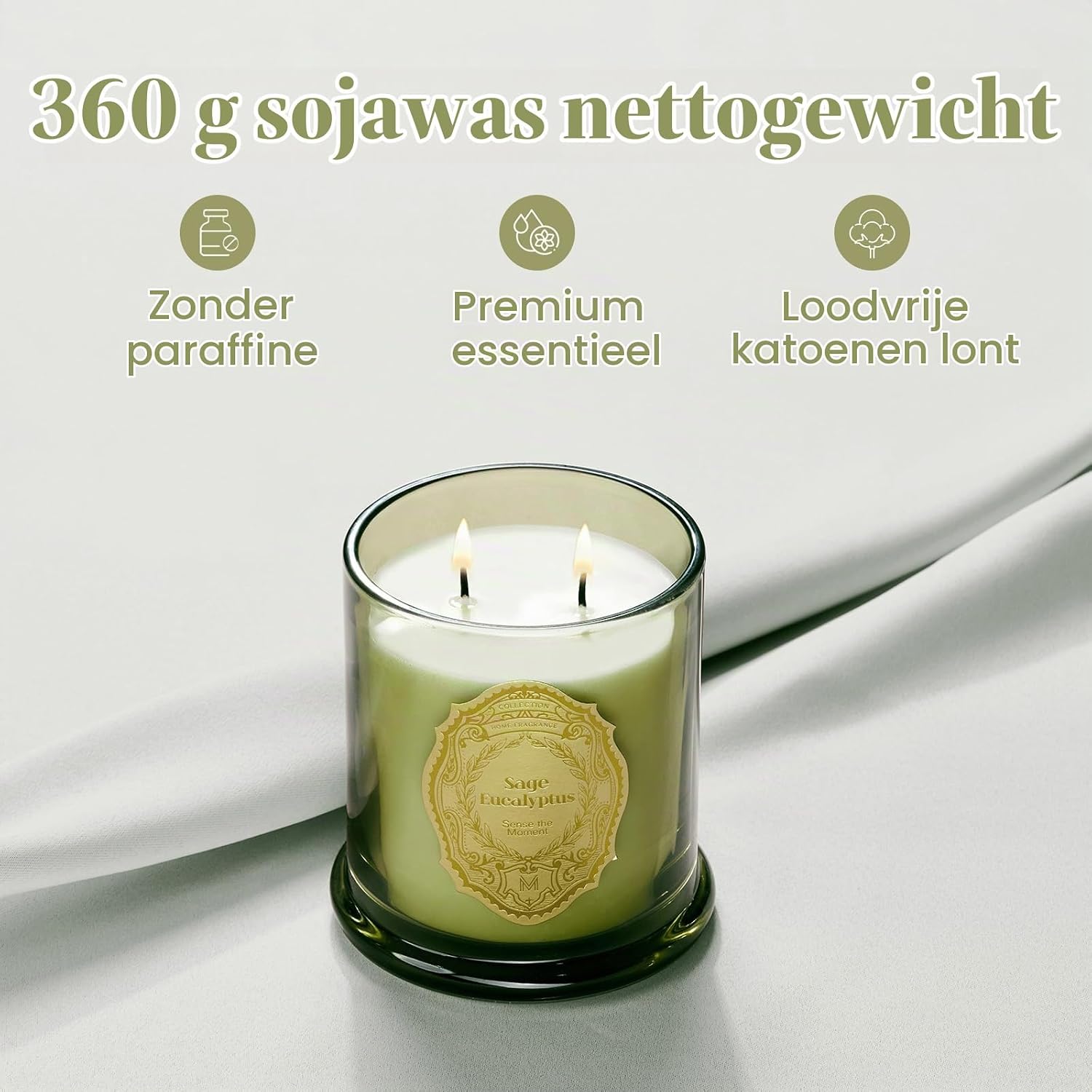 Detalle de M&SENSE MSSH009 Elixir Emporium geurkaars, 360 g sojawas, salie-eucalyptus