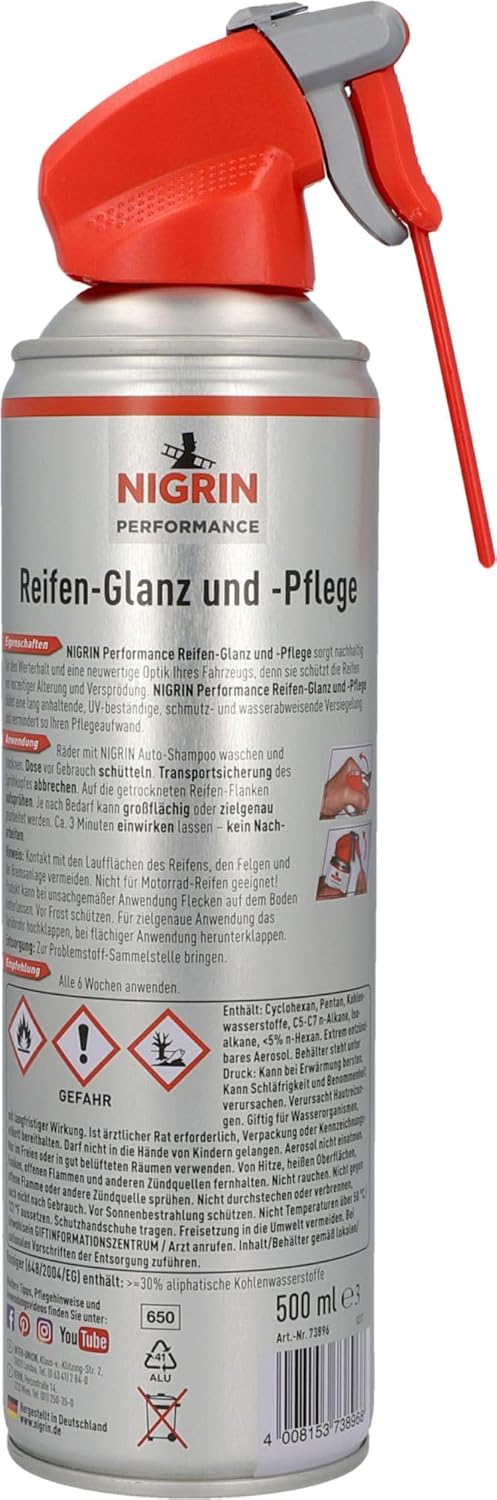 Thumbnail 1 de Nigrin Performance Reifen-Glanz und –Pflege, 500 ml – Schutz, Glanz und Pflege für Autoreifen