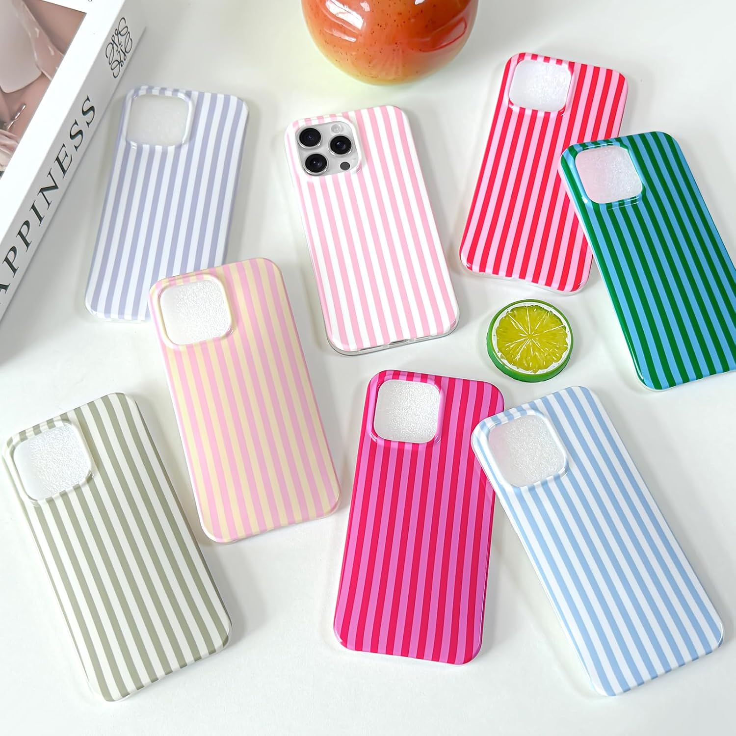 Detalle 2 de Hython iPhone 13 Pro Max Case, Pink and White Striped TPU