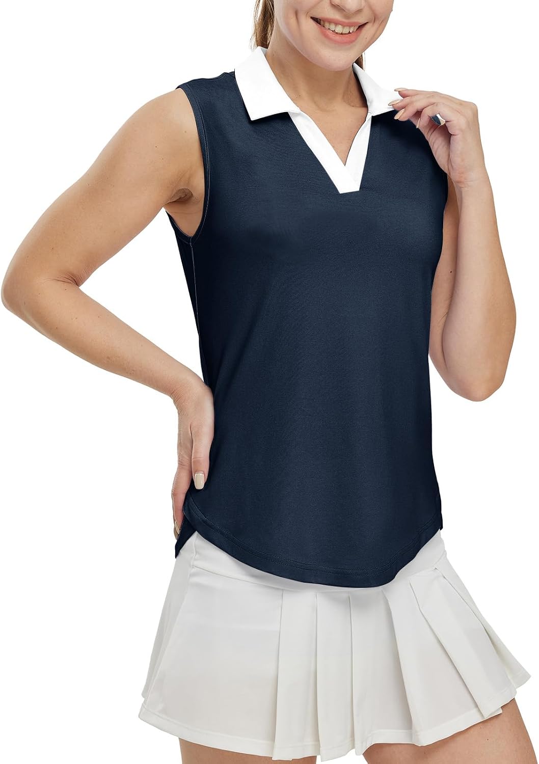 Detalle 2 de BGOWATU Women's Sleeveless Golf Polo Shirt UPF 50+
