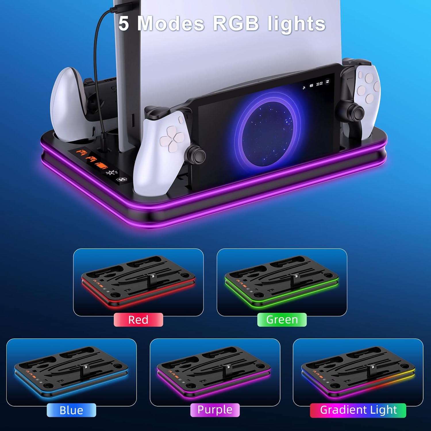 Detalle de FYOUNG All in One Cooling Stand & Charger Station for PS5 / Portal & Controller