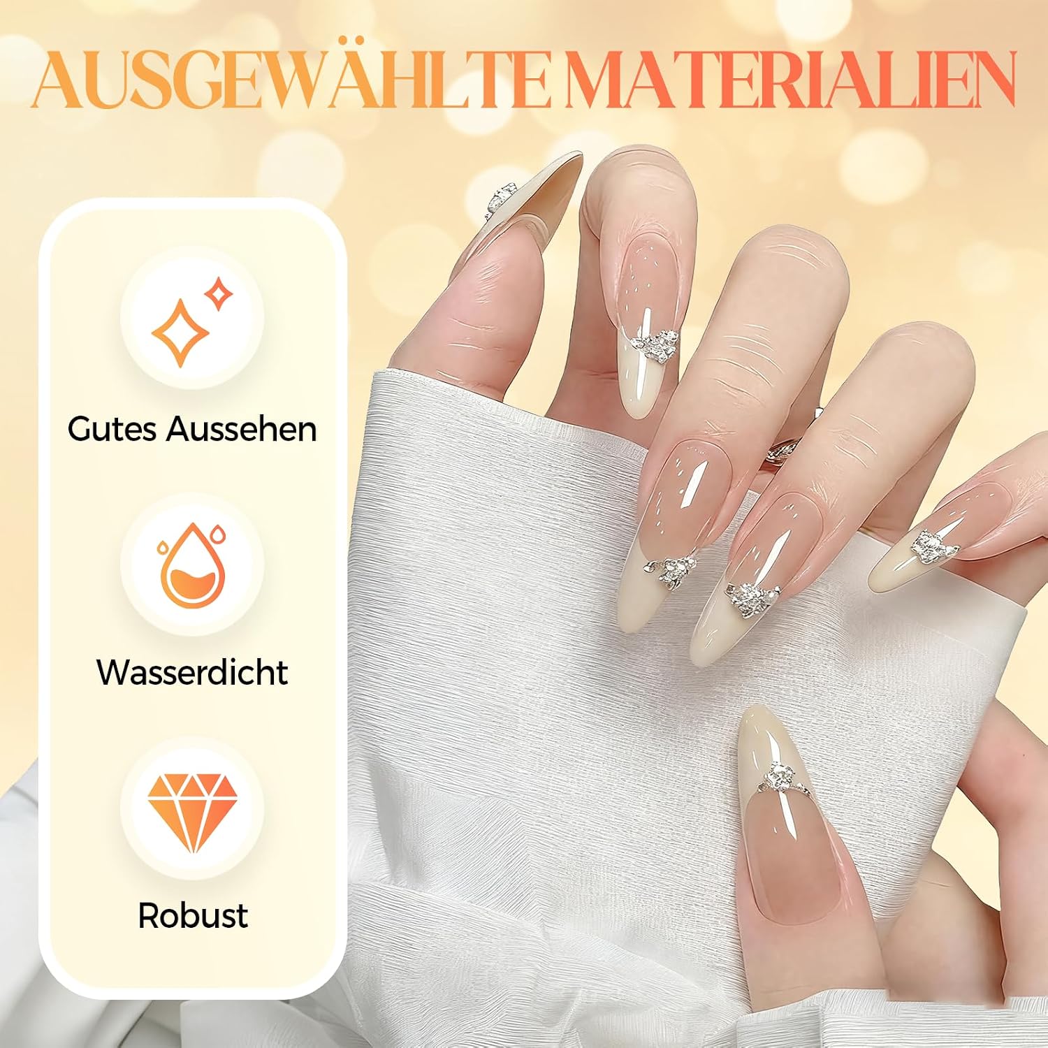 Detalle de Scettar 3er Set Nailart Perlen, Strasssteine & Glitzersteine – Gold/Silber, 0,6–5 mm, 3D Nageldesign & DIY
