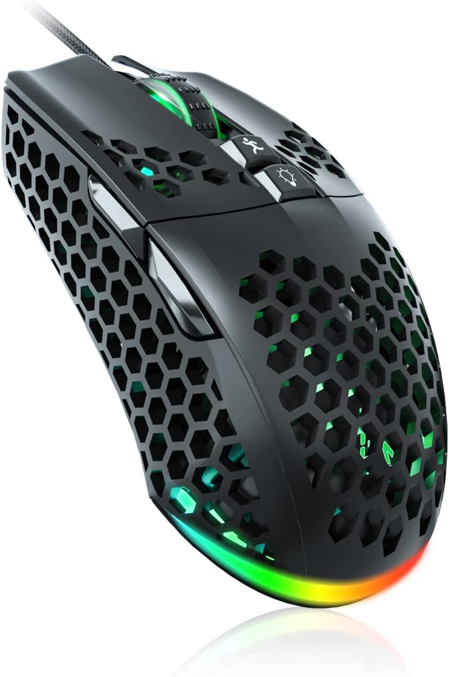 Detalle de SOLAKAKA SM900 Wired Gaming Mouse, 12800 DPI, RGB, Honeycomb Shell