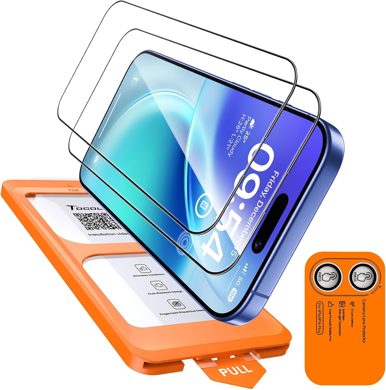 Detalle de 2+1 iPhone 16 screen protector set