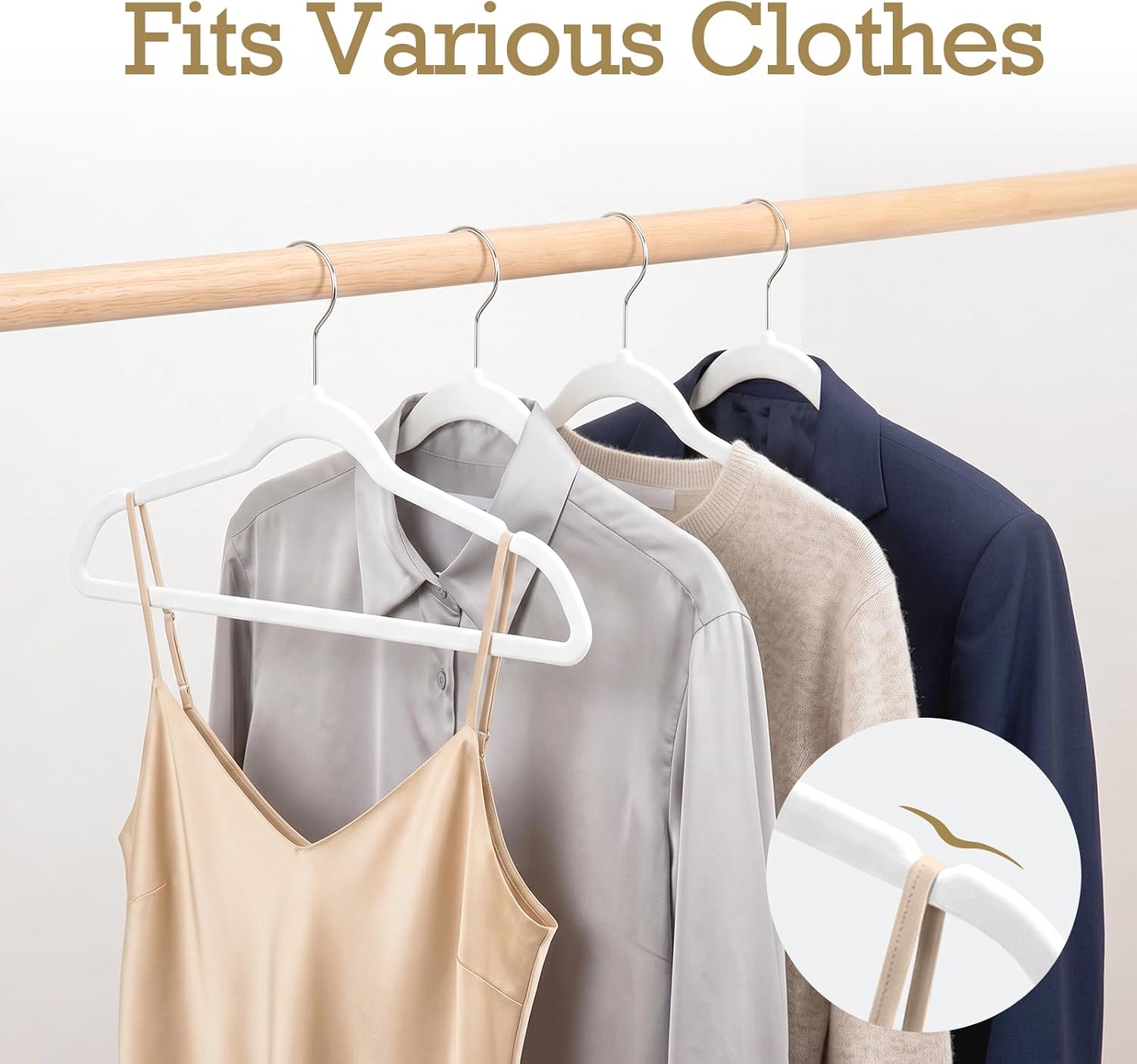 Detalle 2 de HOUSE DAY Velvet Hangers 60-Pack