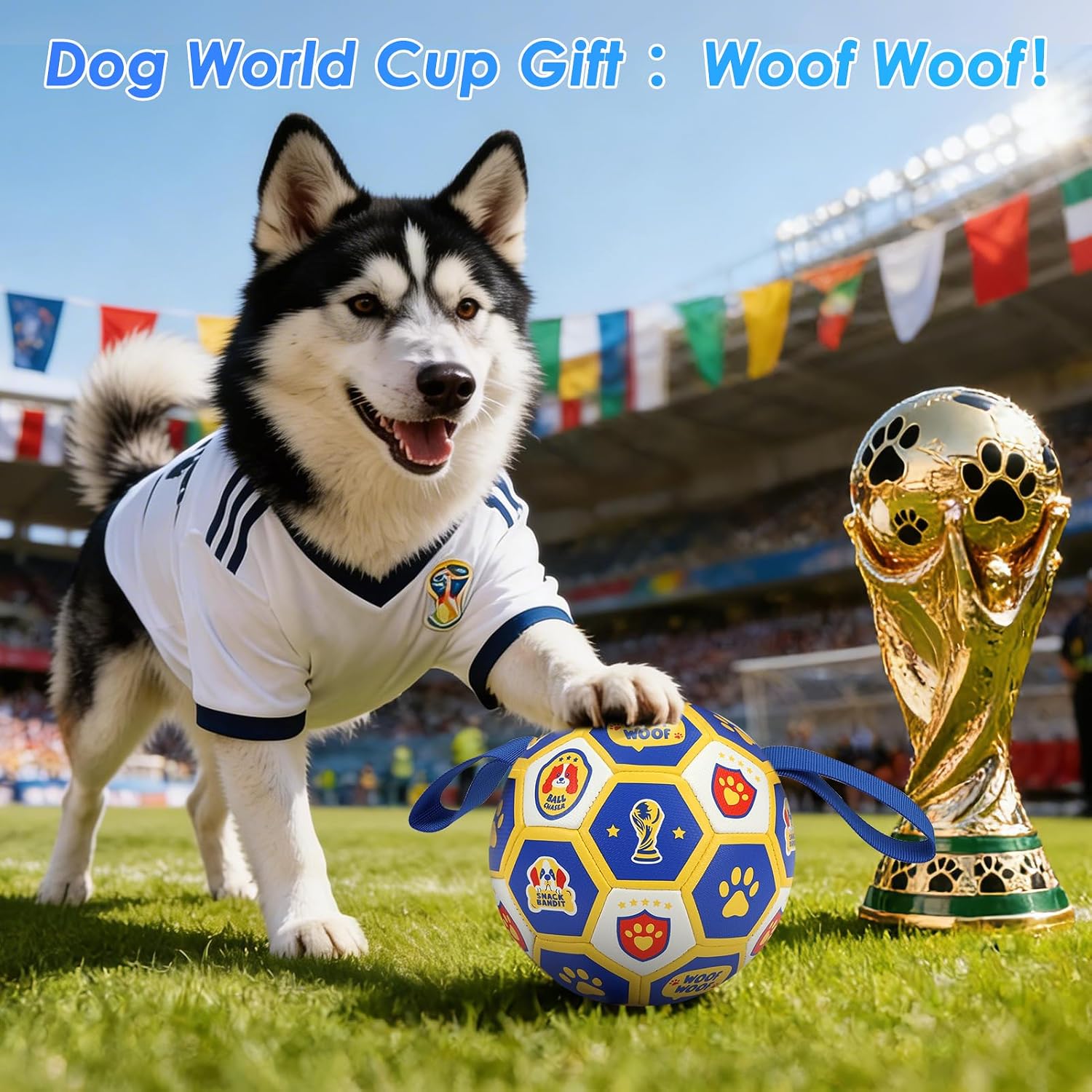 Thumbnail 6 de Viviving Fußball Hundespielzeug 7 Zoll – Strapazierfähiger Interaktiver Ball für Drinnen & Draußen inkl. Luftpumpe