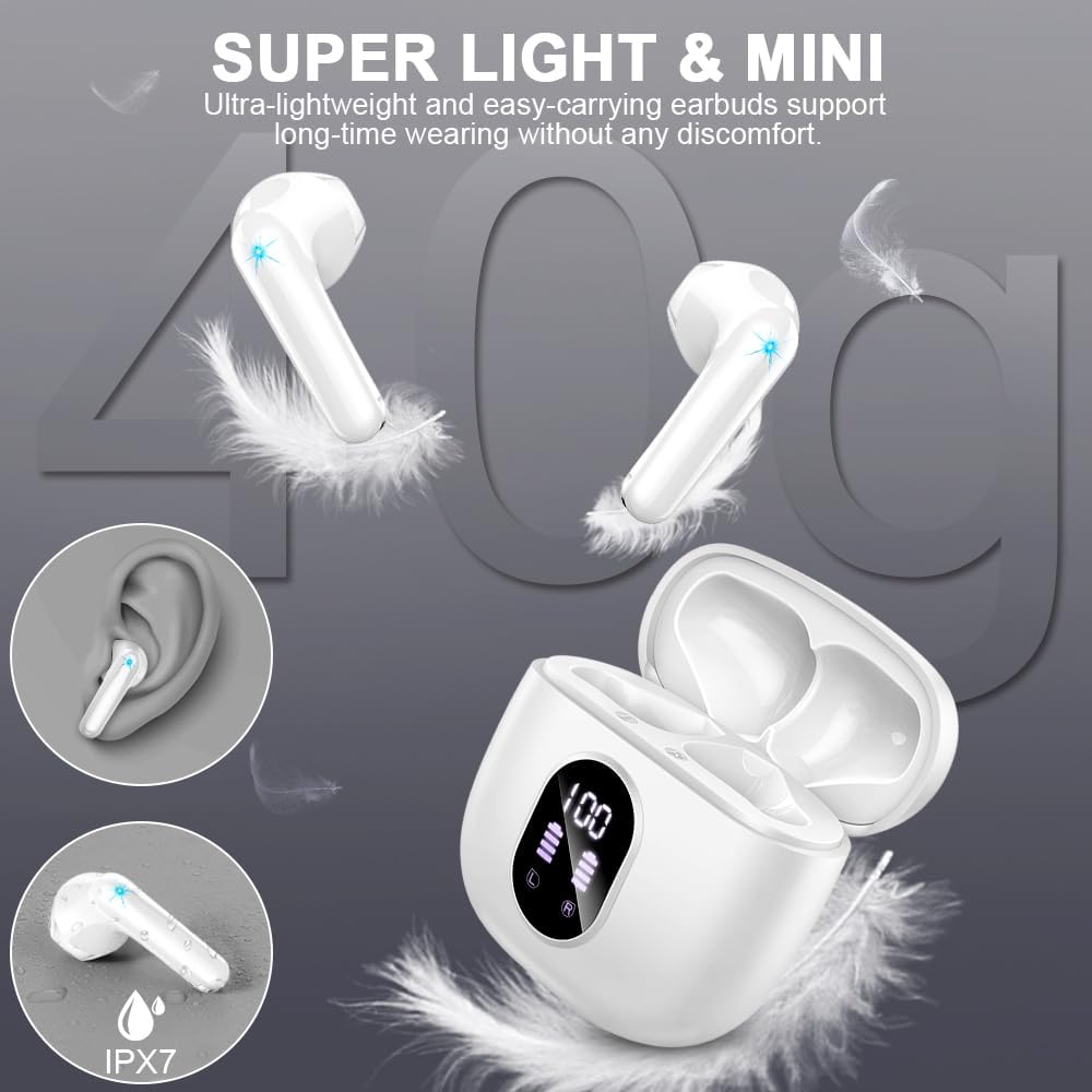 Thumbnail 6 de Wireless Earbuds Bluetooth 5.3 (ENC mic, 13mm graphene drivers, IP7) with USB‑C charging and LED display