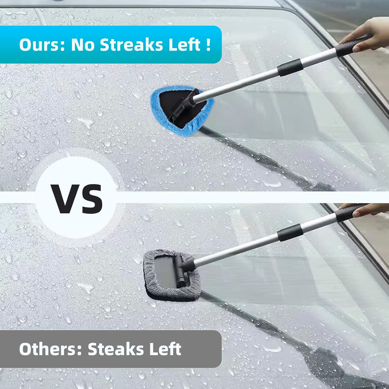 Detalle de deuvuo Upgraded Car Windscreen Cleaner — Inside Set (9 Pcs) with 6 Reusable Microfiber Pads