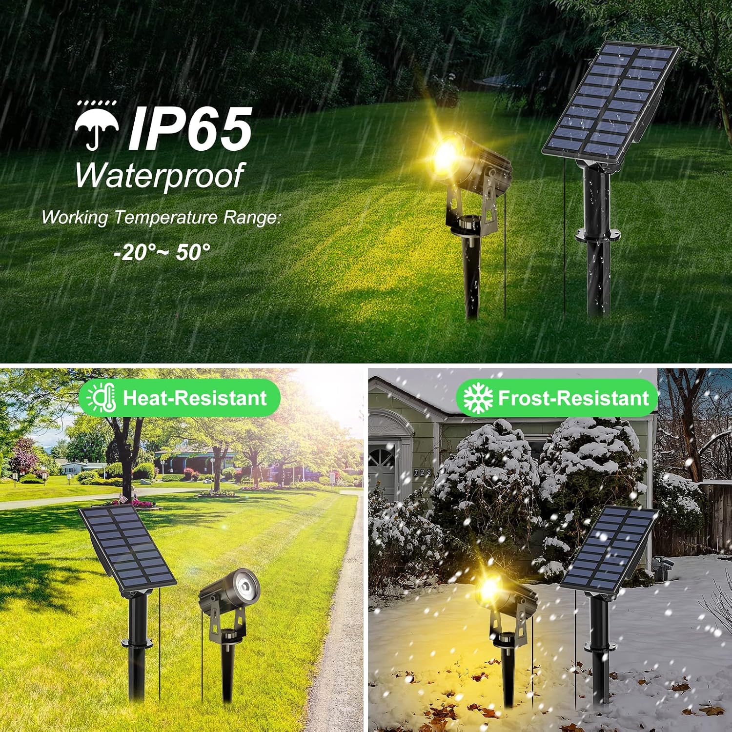 Detalle 1 de T-SUN Solar Gartenleuchten TS-S42 (3000K, 2-in-1) – drahtlose Outdoor-Wandleuchte mit 2 Beleuchtungsmodi