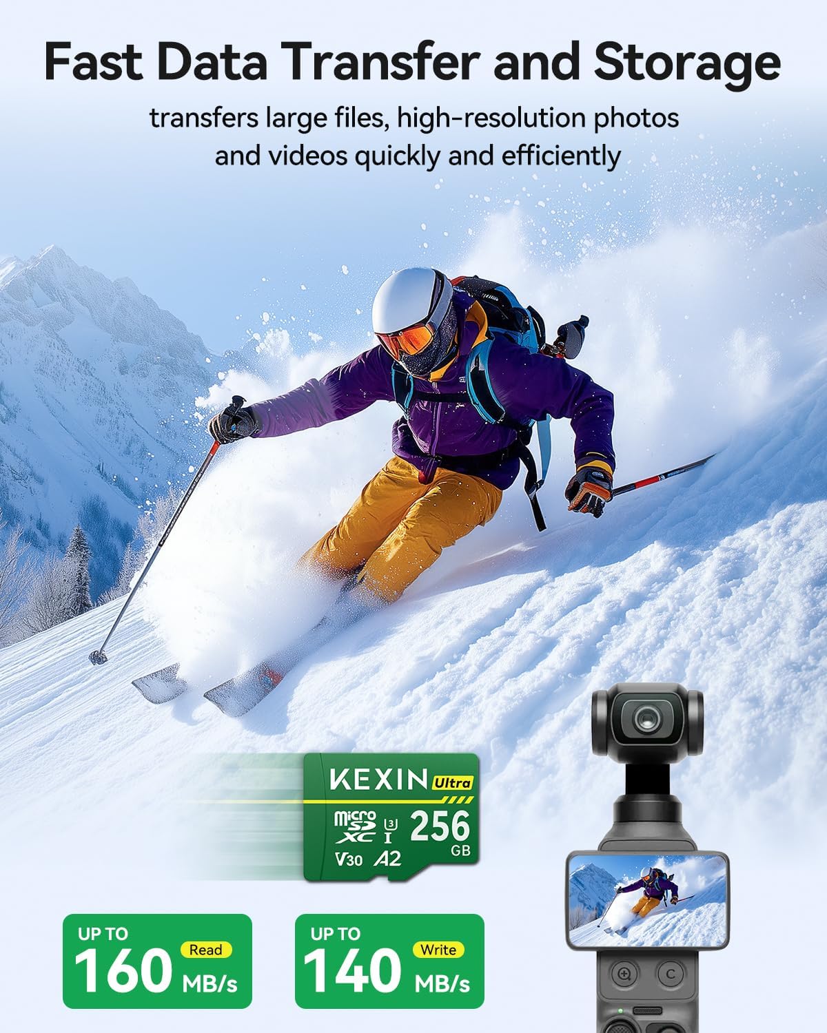 Thumbnail 1 de KEXIN TF-A2 256GB microSDXC Card, A2 V30 U3 with SD Adapter
