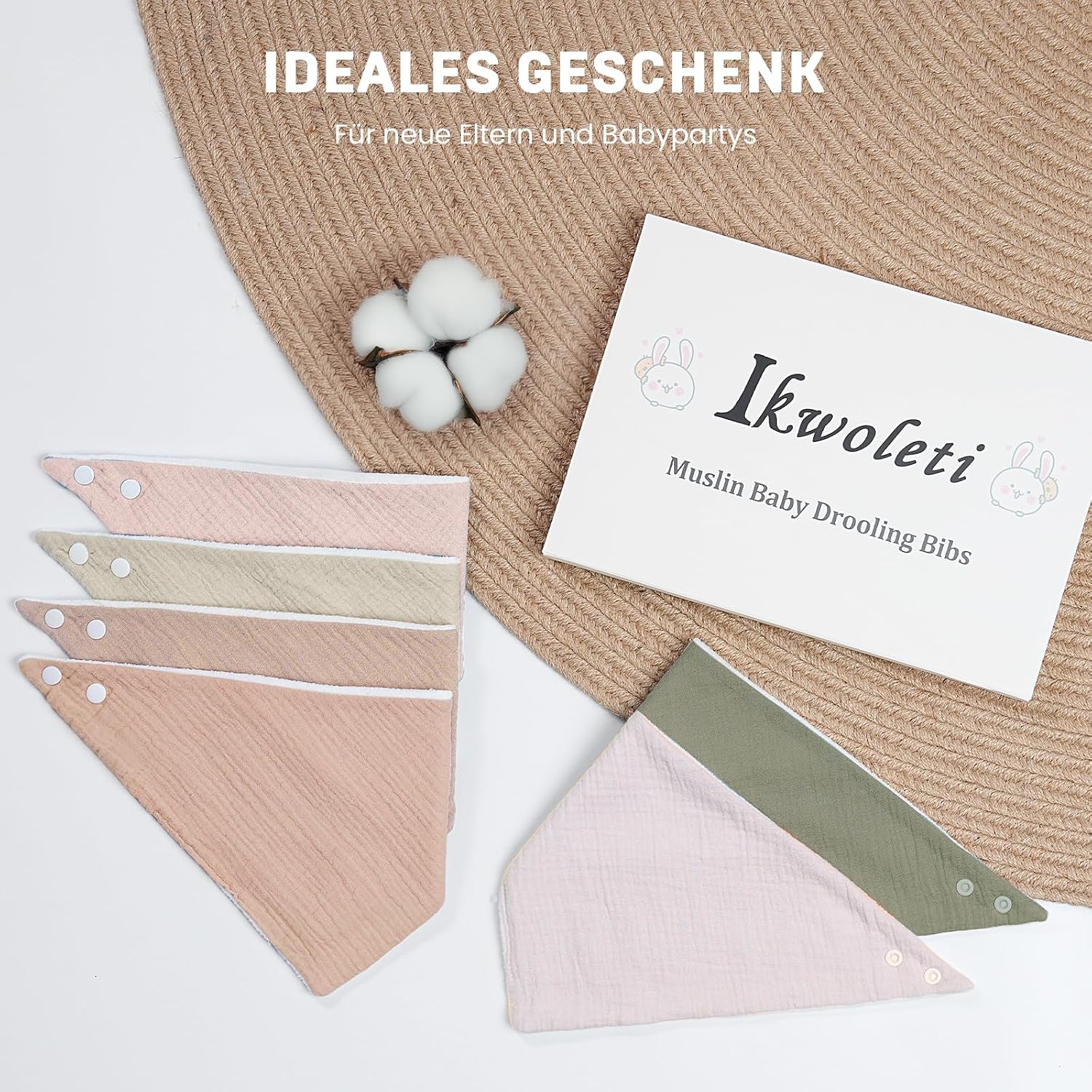 Detalle de IKWOLETI Lätzchen Baby Dreieckstuch 6er-Pack