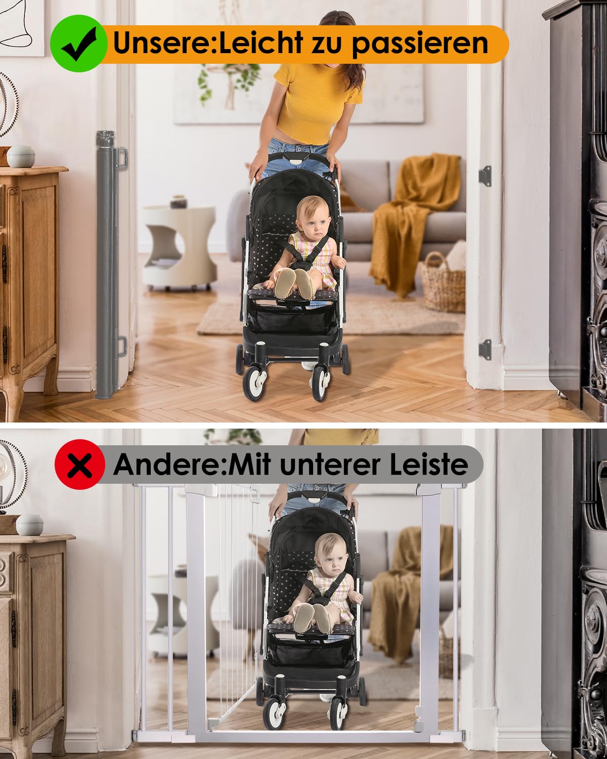 Thumbnail 2 de derimkcoa Ausziehbares Treppenschutzgitter 0–140 cm