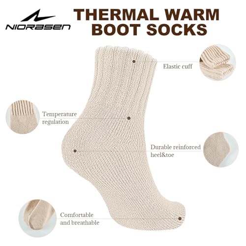 Detalle de Niorasen Thermal Socks for Women - 3 Pairs Wool Winter Warm Thick Socks (Gift Box) UK 4-8