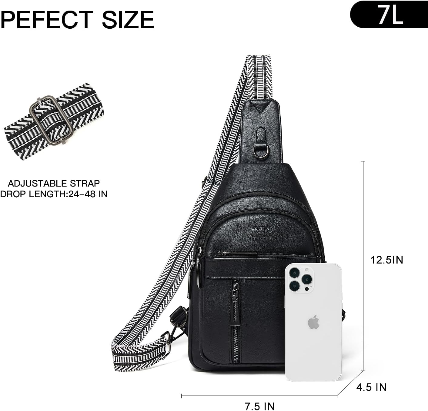 Detalle de LATMAP 7L Sling Bag: Compact, Versatile Crossbody that Keeps Essentials Separate