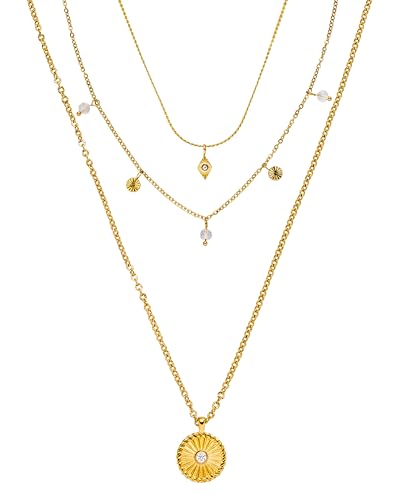 Detalle de Purelei Kaipo Ketten Set (Gold) – Edelstahl-Halsketten für Damen, wasserfest, verstellbar