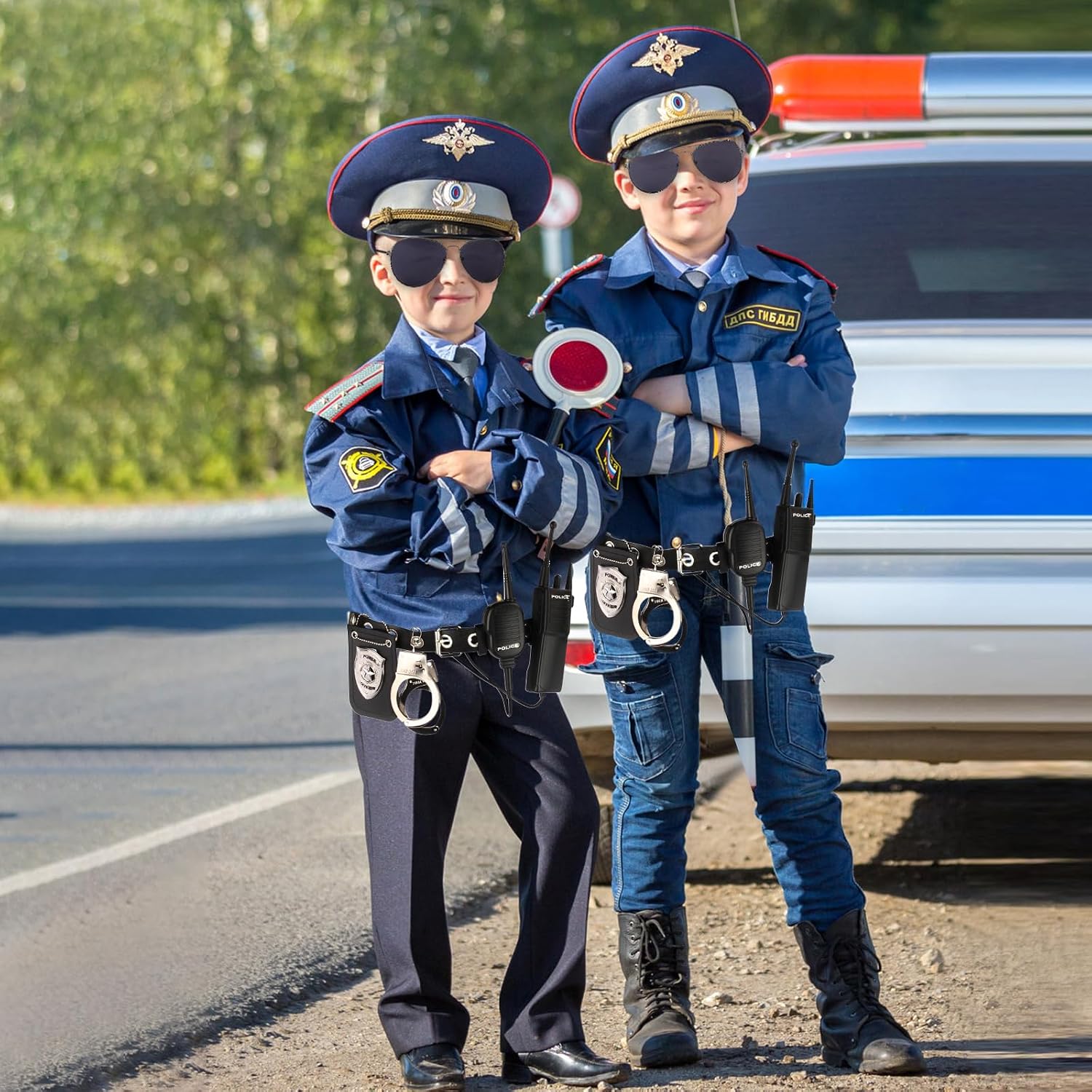 Thumbnail 5 de Kyson 5-Piece Police Costume Accessories Set with Belt, Badge and Handcuffs