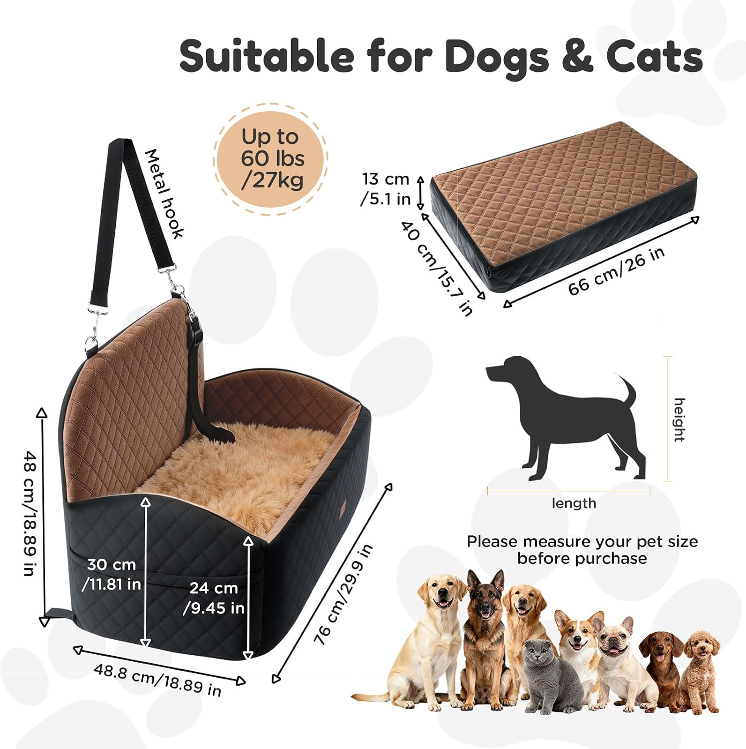 Thumbnail 6 de Gimars Seggiolino auto reversibile per cani fino a 27 kg: comfort, sicurezza e versatilità
