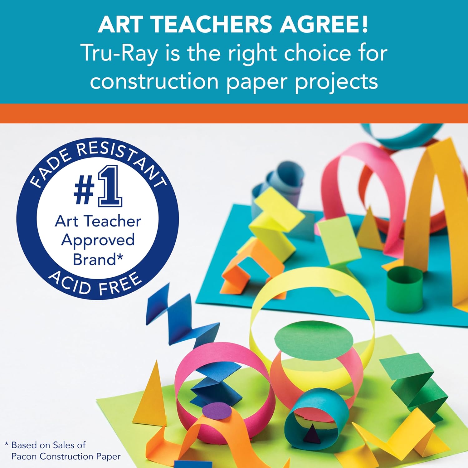 Detalle de Tru-Ray Construction Paper, 10 Vibrant Colors, 9" x 12", 50 Sheets