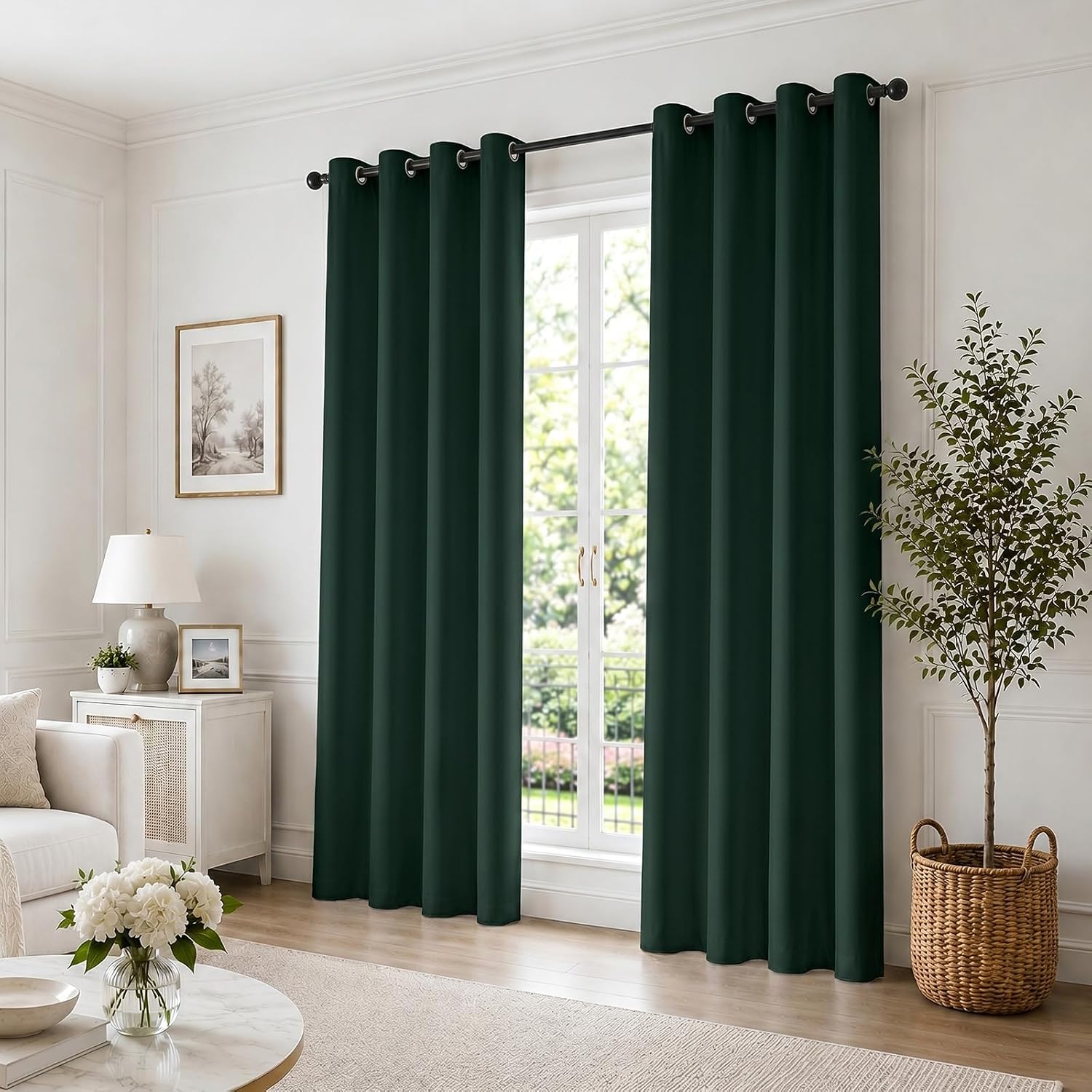 Detalle de Ystyle Rideau Occultant Lot de 2 – 140x240 cm, Imperméable Extérieur et Isolant Thermique, Anti Bruit, Vert