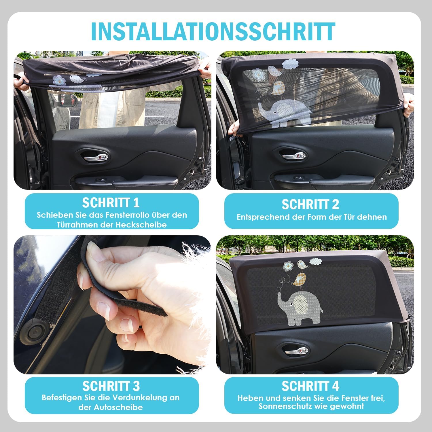 Thumbnail 4 de Asstikoo Auto Sonnenschutz Baby – universal dehnbarer UV-Schutz für Seitenfenster (2 Stück)