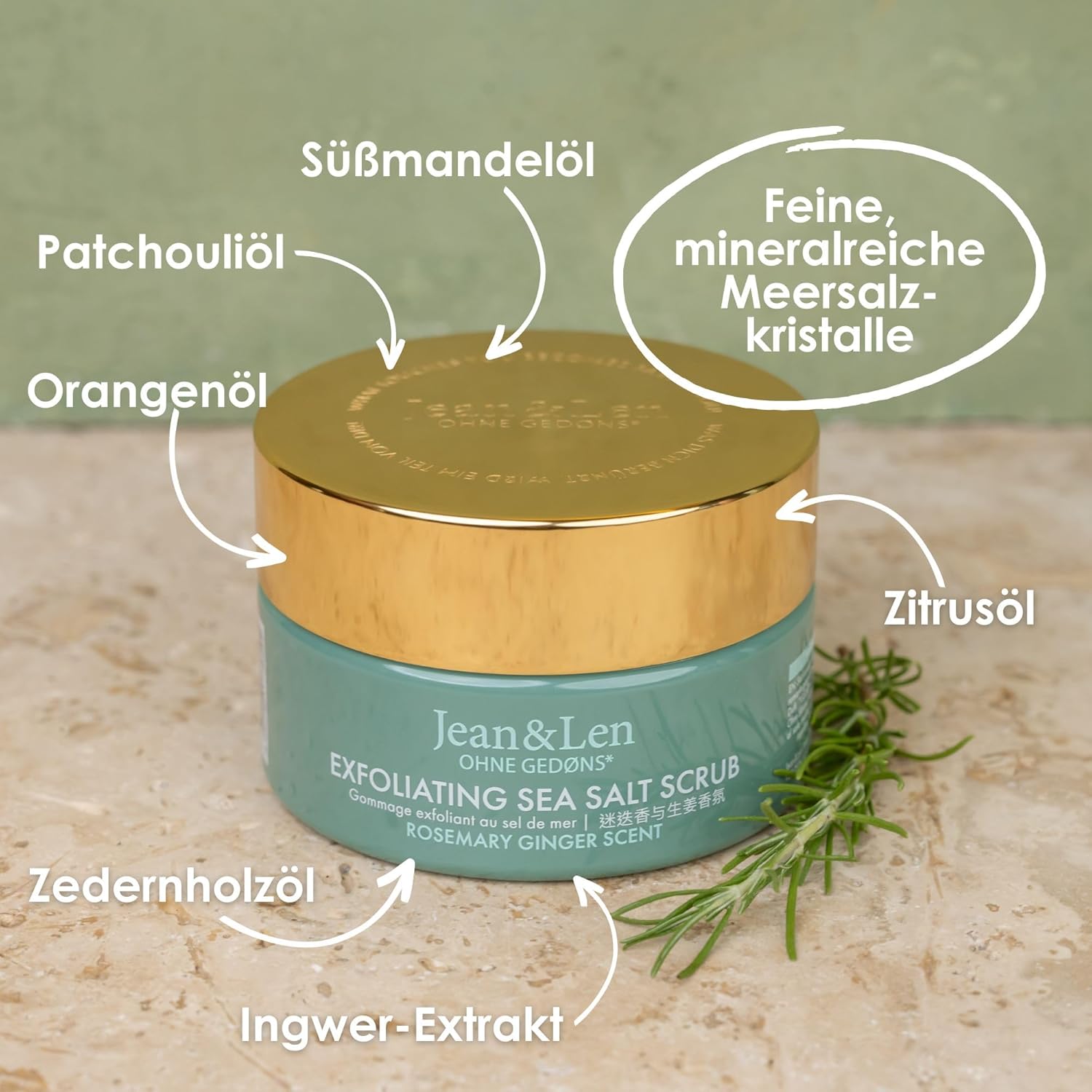 Thumbnail 2 de Jean & Len Exfoliating Sea Salt Scrub Rosemary & Ginger, 300 g
