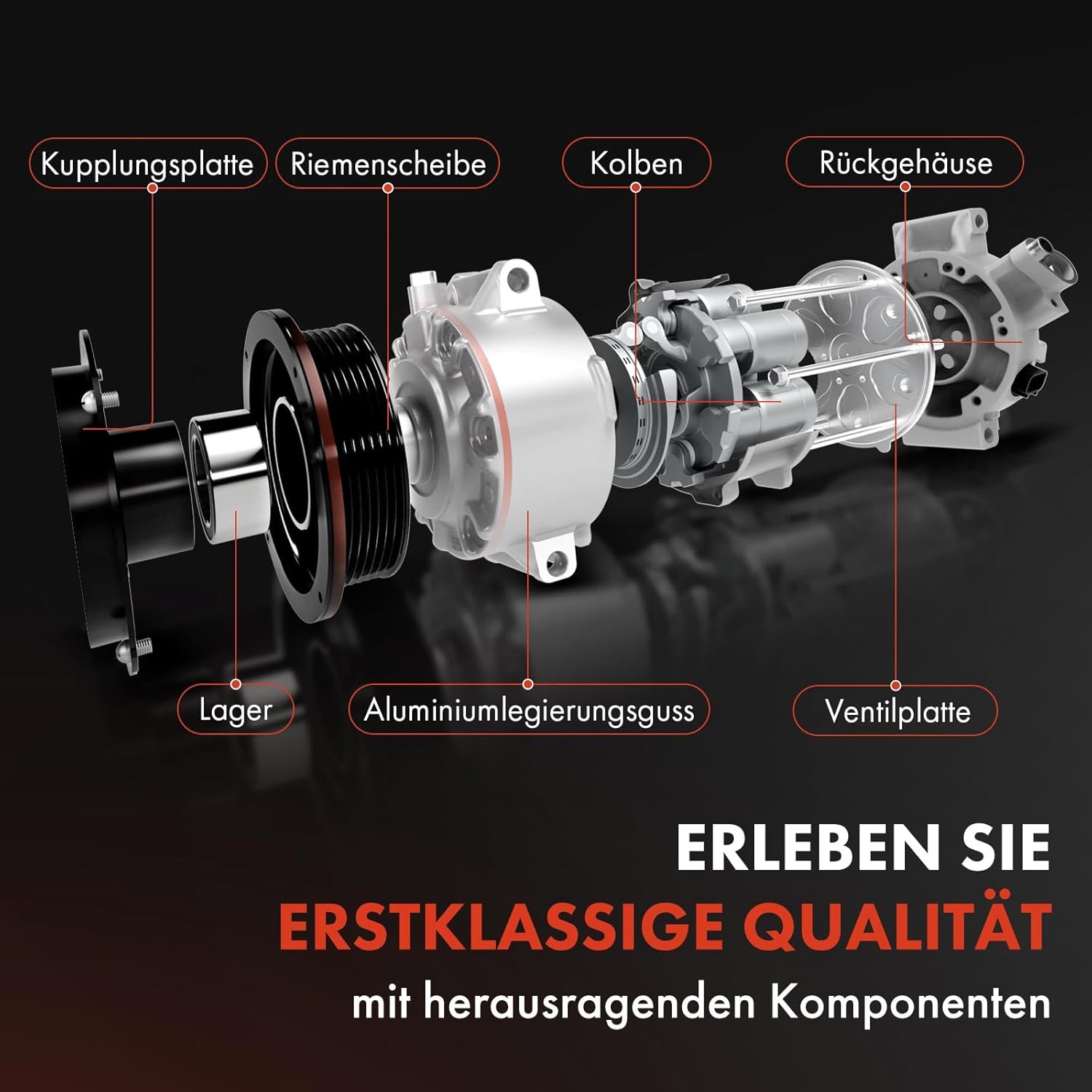 Detalle de Frankberg Klimaanlagen-Kompressor mit Kupplung für Captiva und Antara (R 134a) – SP17, Öl vorbereitet